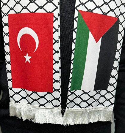 Türk ve Filistin Bayraklı Atkı