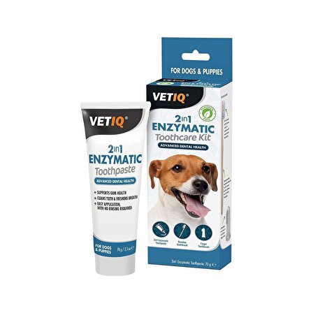 Vetiq 2in1 Enzymatic Köpek Diş Macunu ve Diş Fırçası Seti 70 gr
