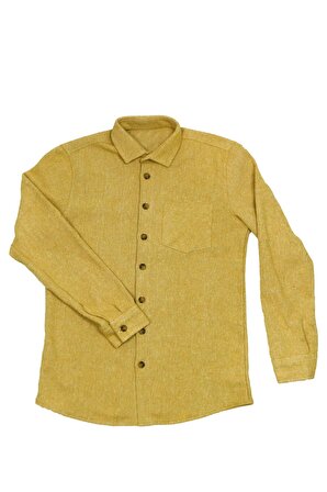 Sarı Renk Düz Erkek Oduncu Gömlek
