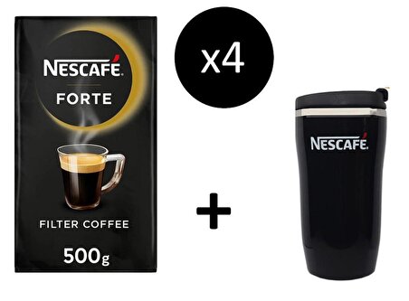 Nescafe Forte Filtre Kahve 500 Gr x 4 Adet + Thermomug