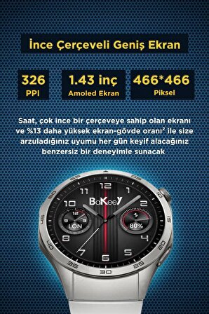 Bakeey GT4 Max Akıllı Saat Amoled Ekran 3 Kordon Siri Gps Android iOS Akıllı Saat Smart Watch 8 9