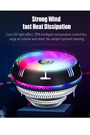 RGB CPU Soğutucu Fan 3 PIN Hidrolik  CPU Fanı Rainbow Ufo İşlemci Fanı AMD intel Uyumlu