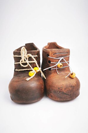 2'li El Yapımı Toprak Kalemlik Kabı Ayakkabı Model
