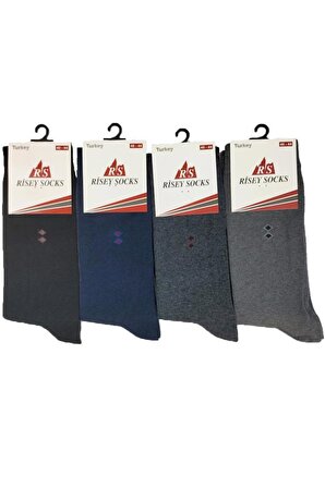 4 Çift Renkli Pamuklu Erkek Tam Çorap RS