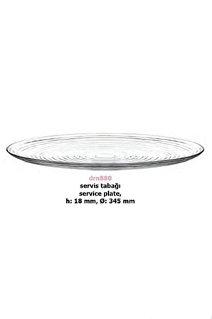 DRN880 Yuvarlak Cam Servis Pasta Sunum Tabağı Sunumluk 35cm