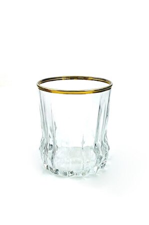 6lı Gaia 420164 Cam Altın Yaldızlı 270cc Viski Su Meşrubat Bardağı Takımı