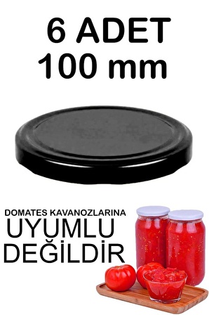 6 Adet 10cm Metal Kavanoz Kapağı Siyah