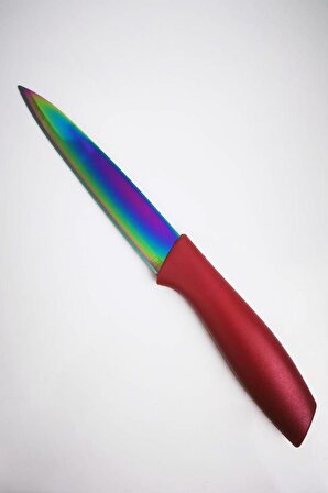 Tekli Lazer Kesim Paslanmaz Meyve Sebze Bıçağı Kırmızı