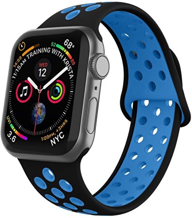 Apple Watch Seri 1/2/3/4/5/6/SE 40mm Silikon Kordon Delikli Kayış Spor Bileklik