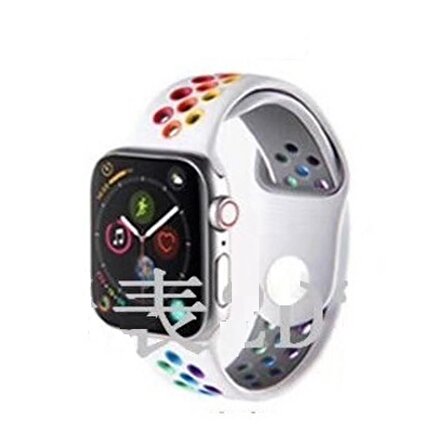 Apple Watch Seri 1/2/3/4/5 38mm Silikon Kordon Delikli Renkli Spor Kayış
