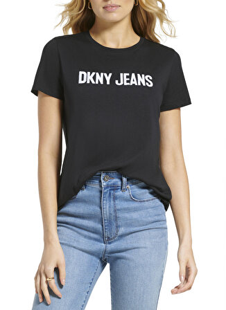 Dkny Jeans Bisiklet Yaka Düz Siyah Kadın T-Shirt E31FUDNA