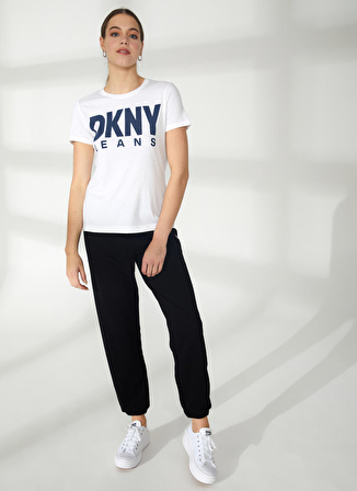 Dkny Jeans Bisiklet Yaka Baskılı Beyaz Kadın T-Shirt E31HKDNA