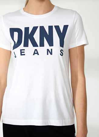 Dkny Jeans Bisiklet Yaka Baskılı Beyaz Kadın T-Shirt E31HKDNA