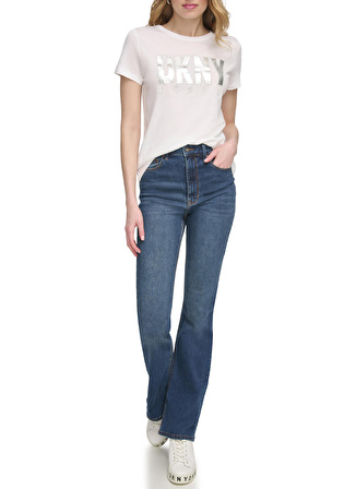 Dkny Jeans Bisiklet Yaka Baskılı Siyah Kadın T-Shirt E31F5DNA