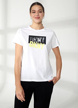 Dkny Jeans Bisiklet Yaka Baskılı Beyaz Kadın T-Shirt DP2T9243