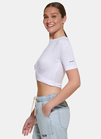 Dkny Jeans Bisiklet Yaka Düz Beyaz Kadın T-Shirt E22FLHVX