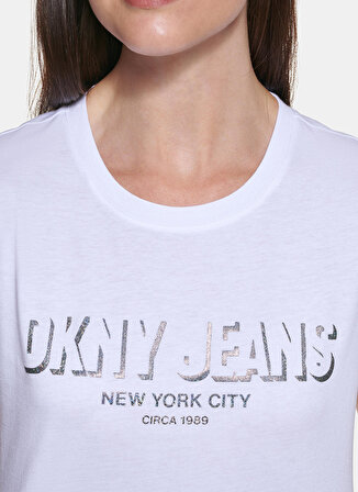 Dkny Jeans Bisiklet Yaka Baskılı Beyaz Kadın T-Shirt E22FBDNA