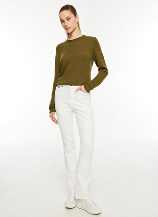 Dkny Jeans Yüksek Bel Boru Paça Normal Beyaz Kadın Denim Pantolon E2RK2756
