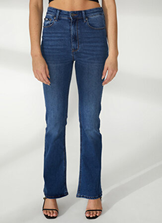 Dkny Jeans Yüksek Bel Boru Paça Normal İndigo Kadın Denim Pantolon E1RK0756