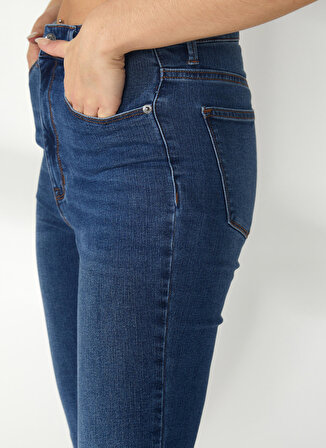 Dkny Jeans Yüksek Bel Boru Paça Normal İndigo Kadın Denim Pantolon E1RK0756