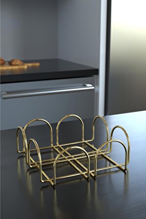 Dekoratif Kaşıklık Peçetelik Nihale Ve Dik Havluluk Ultra Parlak Paslanmaz Gold 3lü Set