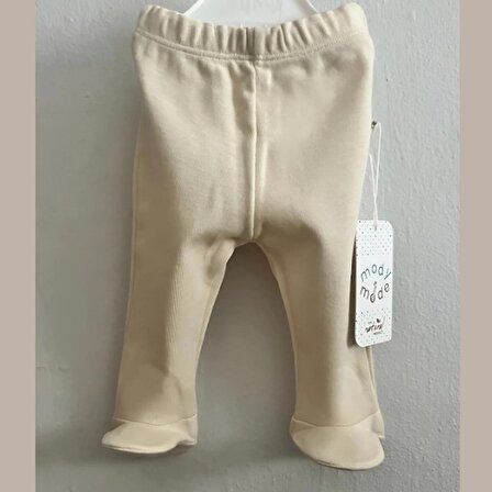 2'li Düz Boyasız Organik Bebek Patikli Pantolon