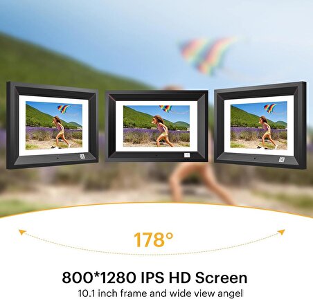 Kodak 10.1 Inc Ahşap Dijital Resim Çerçevesi, Uzaktan Kumanda, IPS Ekran HD