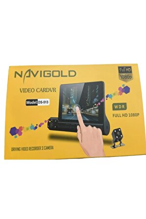 Navigold DS-513 Full Hd 1080P Dokunmatik Araç Içi Dvr Kamera 3 Kameralı