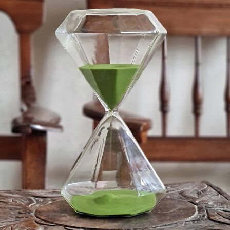 Ada Çayı Yeşili Diamond Kum Saati, 60 Dakika Kum Saati Büro Ofis Için Hediye, Dekoratif Ev Aksesuarı