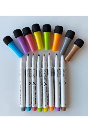 Yazı Tahtası Kalemi- 8 Renk Mıknatsılı Kalem Çok Renkli Kalem Seti
