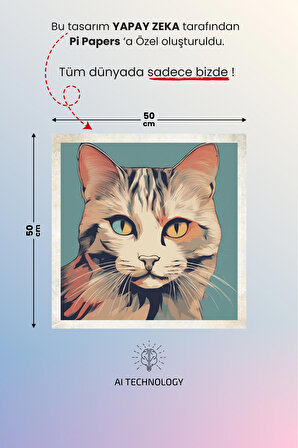 Vintage Kedi Posteri - Premium Baskı, Yapışkansız Tutunan Akıllı Kağıt Poster (yapay Zeka Tasarım)