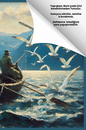 Balıkçı Posteri - Yapışkansız Statik Tutunan Akıllı Kağıt Poster, Premium Baskı