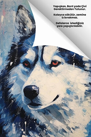 Sibirya Kurdu Portresi - Yüksek Çözünürlük Yapışkansız Tutunan Akıllı Kağıt Yağlı Boya Poster