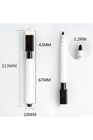24'lü Siyah Renk Tahta Kalemi Seti, Statik Akıllı Kağıt Kalemi, Beyaz Yazı Tahtası Kalemi