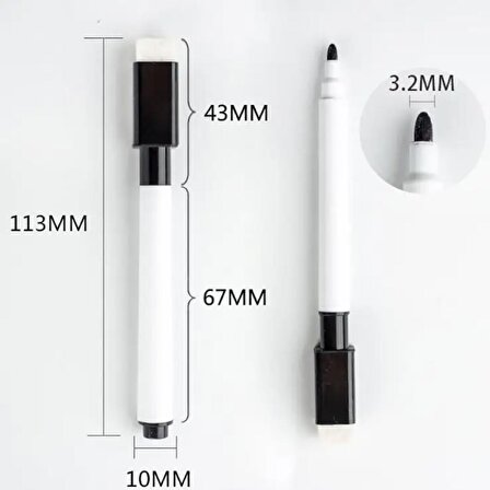 6'lı Siyah Renk Tahta Kalemi Seti, Statik Akıllı Kağıt Kalemi, Beyaz Yazı Tahtası Kalemi