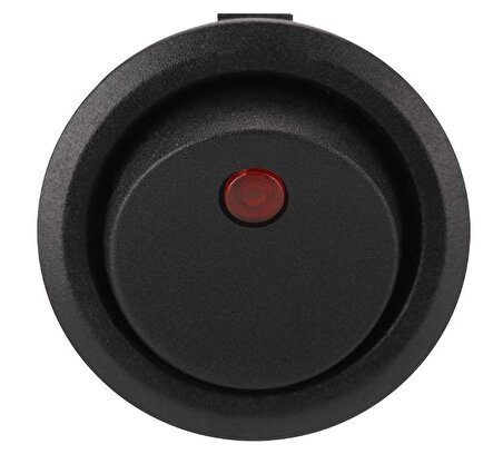 12v Kırmızı Ledli Mini Yuvarlak Anahtar 1-0 Siyah Rocker Switch