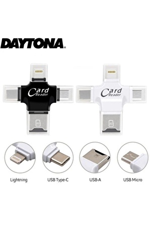 Daytona HC05 Ios Apple Android Type-C Lightning Usb-A Microsd Tf Kart Okuyucu