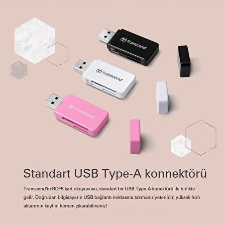 Transcend TS-RDF5R SD/microSD USB 3.1 Kart Okuyucu Pembe