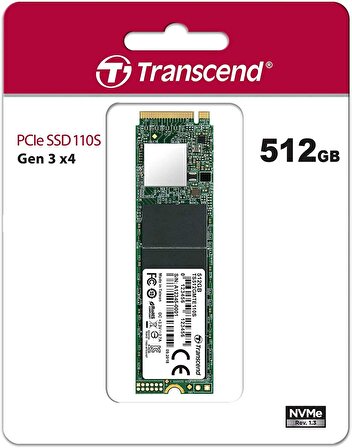 Transcend 512 Gb Pcıe Gen3 X4 M.2 Ssd 2280 High-End Uygulamalar İçin (Oyun, Dijital Ses Ve Video Prodüksiyonları Vb.); Hızlı Aktarım (1.700 / 1.400 Mb/S'Ye Kadar) Ts512Gmte110S