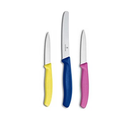 Victorinox SwissClassic Sebze Bıçağı Seti 3'lü Mavi - Pembe - Sarı 