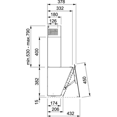 Franke Glass Vertical FPJ 615 V BK A  Eğik Davlumbaz,60cm ,Siyah