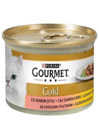 Gourmet Gold Somonlu Tavuklu Parça Et Soslu Kedi Konservesi 85 gr