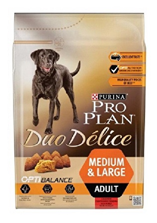 Pro Plan Duo Delice Medium & Large Biftekli 10 kg Yetişkin Köpek Maması