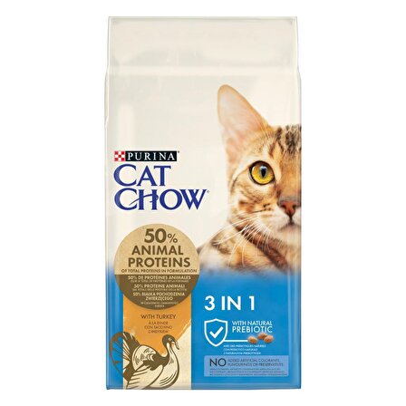 Cat Chow Feline 3ü1 Arada Turkey Hindili Yetişkin Kedi Maması 15 Kg