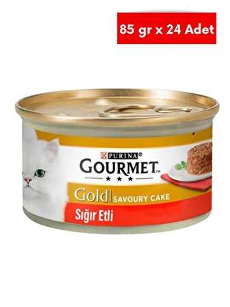 Gourmet Gold Savoury Cake Sığır Etli Kedi Konservesi 85gr 24 adet