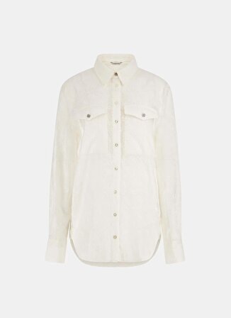 Guess Comfort Fit Gömlek Yaka Beyaz Kadın Gömlek W4RH65WFX40-G011