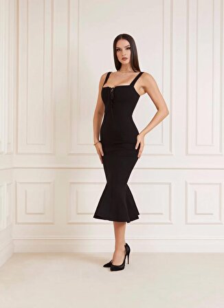 Guess Polo Yaka Siyah Standart Kadın Elbise 4RGK596375Z-JBLK