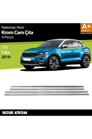 VW T-Roc Makyajlı Krom Cam Çıtası 4 Prç. 2021 Üzeri