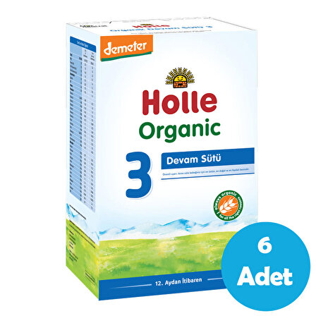 Holle Organik 3 Prebiyotik Devam Sütü 6 x 600 gr