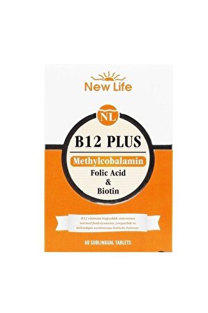 New Life B12 Plus Methylcobalamin 60 Dilaltı Tablet 2 Kutu